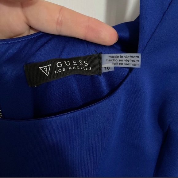 Guess Royal Blue Dress w/ Shoulder and Halter Strap Zipper in Back  Fully Lined - Picture 11 of 13